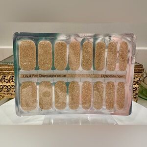 NWT Lily & Fox - Champagne on Ice - Nail Art Wraps - Gold Metallic Glitter